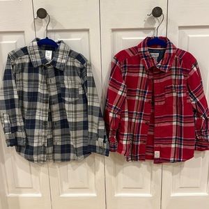 Bundle of 2 plaid shirts. 4t toddler boys. Carters and just one you.